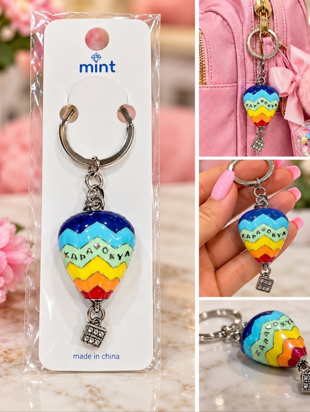 Mint Kids Multicolor Hot Air Balloon Keychain
